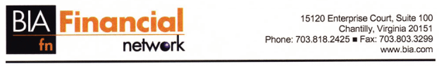 (BIA FINANCIAL NETWORK LETTERHEAD)